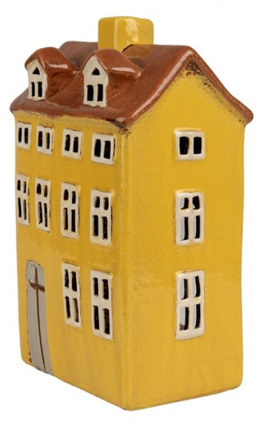 Žlutý keramický domeček na čajovou svíčku Houthem XIII – 12x8x18 cm