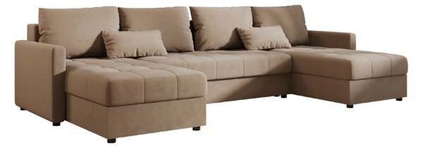 Rozkládací sedací souprava do U VENORIA 285x146 cm, béžová + 2 polštářky ZDARMA