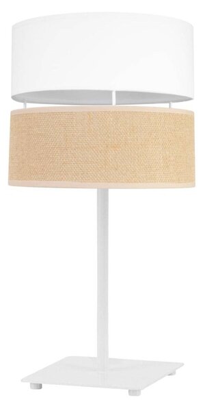 Stolní lampa Juta, 1x jutové/bílé textilní stínítko, n, w