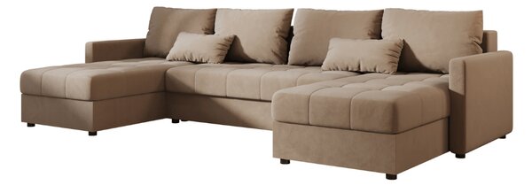 Rozkládací sedací souprava do U VENORIA 285x146 cm, béžová + 2 polštářky ZDARMA