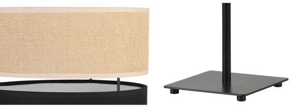 Stolní lampa Juta, 1x jutové/černé textilní stínítko, n