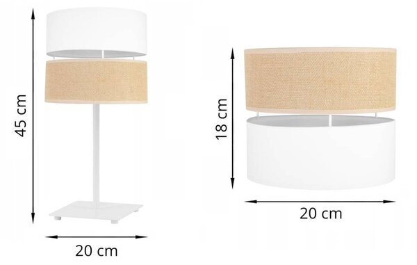 Stolní lampa Juta, 1x jutové/bílé textilní stínítko, n, w