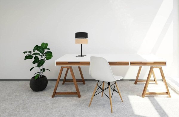 Stolní lampa Juta, 1x jutové/černé textilní stínítko, n