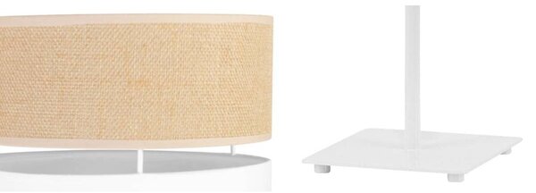 Stolní lampa Juta, 1x jutové/bílé textilní stínítko, n, w