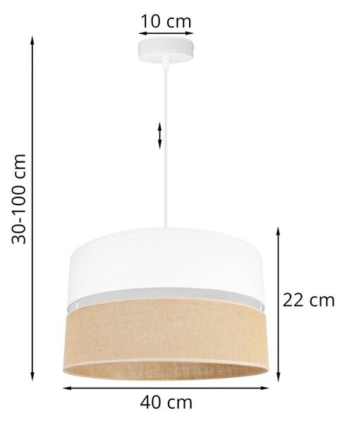 Závěsné svítidlo Juta, 1x jutové/bílé textilní stínítko, (fi 40cm), w