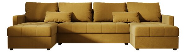 Rozkládací sedací souprava do U VENORIA 285x146 cm, hořčicová + 2 polštářky ZDARMA
