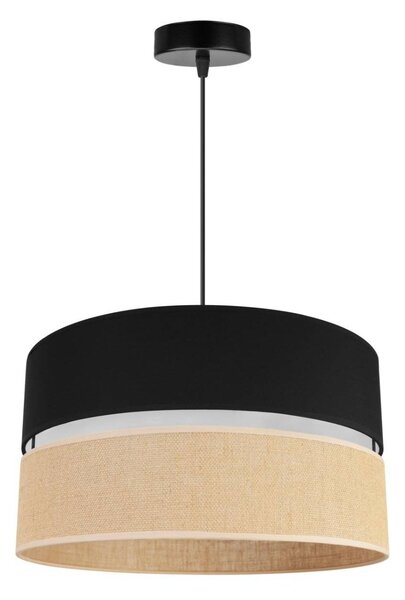 Závěsné svítidlo Juta, 1x jutové/černé textilní stínítko, (fi 40cm), b
