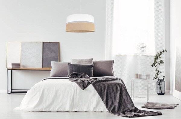 Závěsné svítidlo Juta, 1x jutové/bílé textilní stínítko, (fi 45cm), w