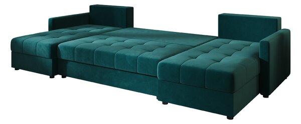 Rozkládací sedací souprava do U VENORIA 285x146 cm, petrolejová + 2 polštářky ZDARMA