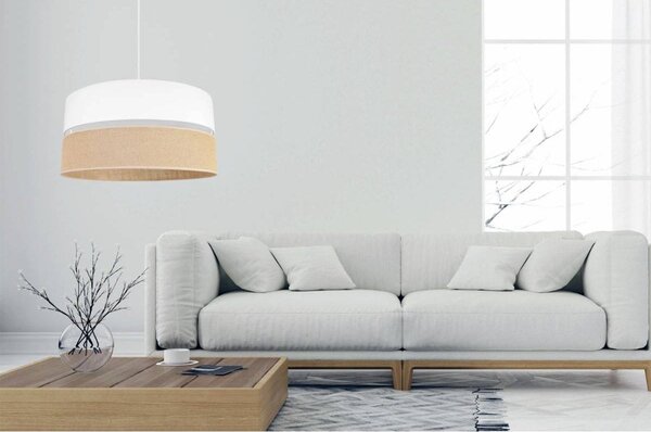 Závěsné svítidlo Juta, 1x jutové/bílé textilní stínítko, (fi 45cm), w