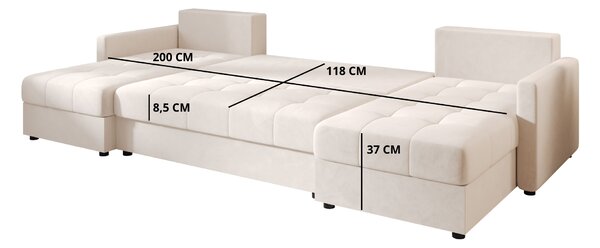 Rozkládací sedací souprava do U VENORIA 285x146 cm, petrolejová + 2 polštářky ZDARMA