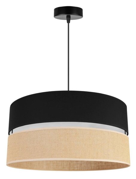 Závěsné svítidlo Juta, 1x jutové/černé textilní stínítko, (fi 45cm), b