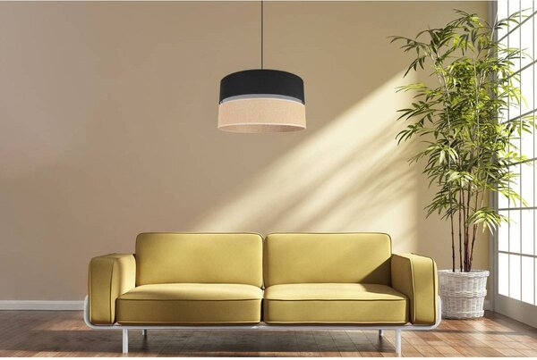Závěsné svítidlo Juta, 1x jutové/černé textilní stínítko, (fi 40cm), b