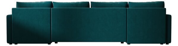 Rozkládací sedací souprava do U VENORIA 285x146 cm, petrolejová + 2 polštářky ZDARMA