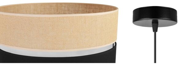 Závěsné svítidlo Juta, 1x jutové/černé textilní stínítko, (fi 40cm), b