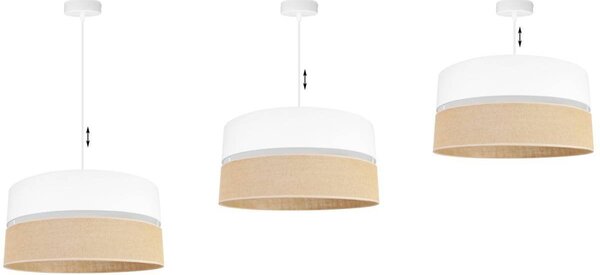 Závěsné svítidlo Juta, 1x jutové/bílé textilní stínítko, (fi 45cm), w