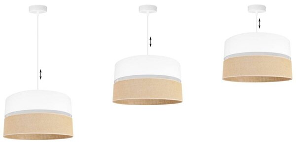Závěsné svítidlo Juta, 1x jutové/bílé textilní stínítko, (fi 40cm), w