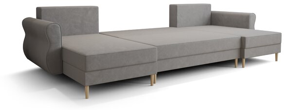 Rozkládací sedací souprava do U SILVIANO 300x140 cm, šedá + 2 polštářky ZDARMA