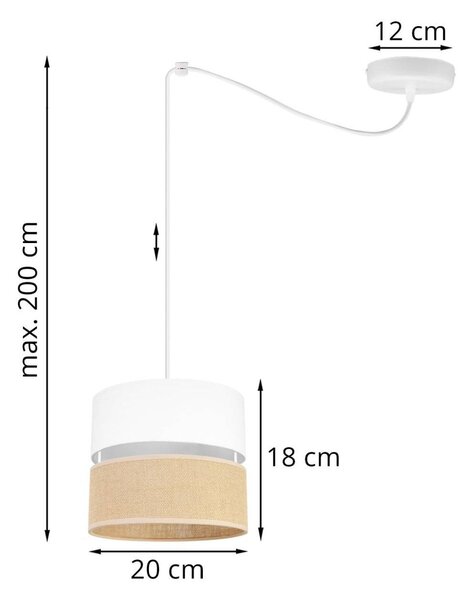 Závěsné svítidlo Juta Spider, 1x jutové/bílé textilní stínítko, w