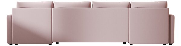 Rozkládací sedací souprava do U VENORIA 285x146 cm, pudrově růžová + 2 polštářky ZDARMA