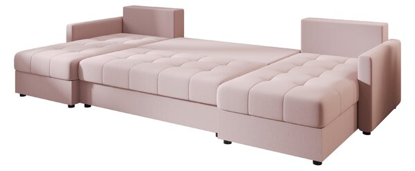 Rozkládací sedací souprava do U VENORIA 285x146 cm, pudrově růžová + 2 polštářky ZDARMA
