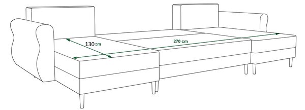Rozkládací sedací souprava do U SILVIANO 300x140 cm, šedá + 2 polštářky ZDARMA