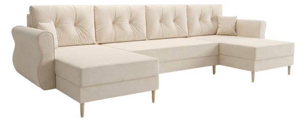 Rozkládací sedací souprava do U SILVIANO 300x140 cm, krémová + 2 polštářky ZDARMA