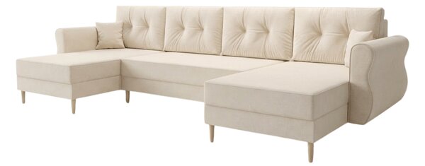Rozkládací sedací souprava do U SILVIANO 300x140 cm, krémová + 2 polštářky ZDARMA