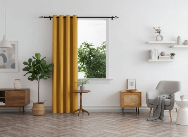 Žlutý závěs OXFORD 140x250 cm Zavěšení: Kovové kroužky