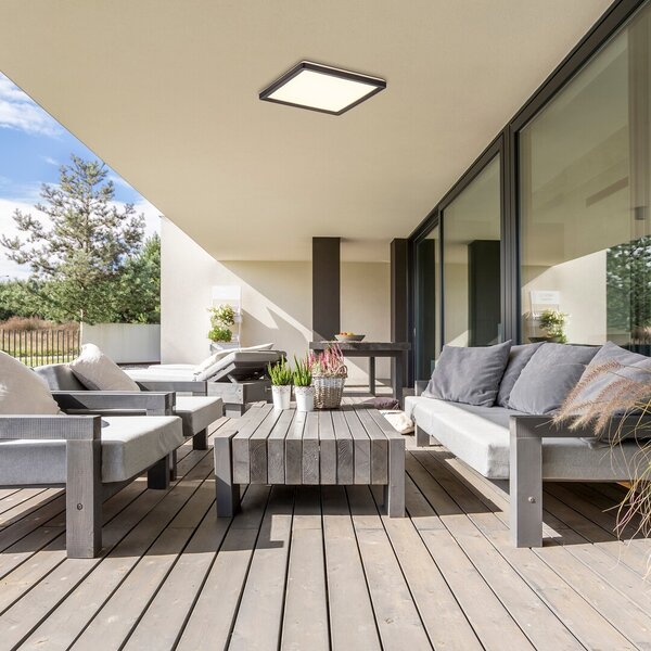 Rabalux 7775 LED venkovní stropnice Inverness 1x15W | 1190lm | 2700-6500K | IP44 - dálkové ovládání, stmívatelné, noční režim, WiFi, časovač, černá
