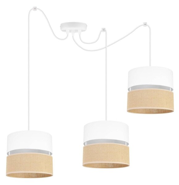 Závěsné svítidlo Juta Spider, 3x jutové/bílé textilní stínítko, w