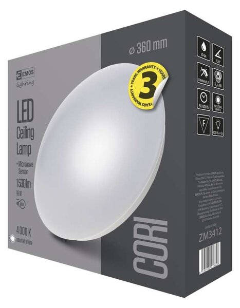 EMOS ZM3412 LED přisazené stropní svítidlo Cori | 18W integrovaný LED zdroj | 1530lm | 4000K