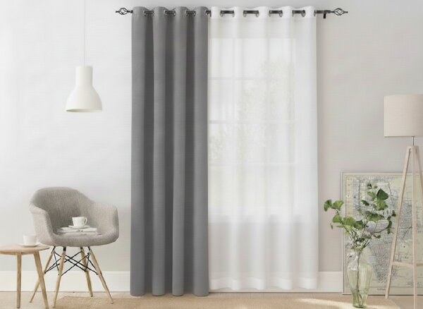 Světle šedý závěs OXFORD 140x270 cm Zavěšení: Řasící páska