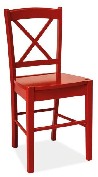 Židle CD-56 červená, Sedák bez čalounění, Nohy: dřevo, dřevo, barva: červená, bez područek lakované dřevo