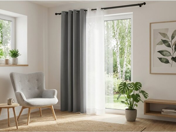 Světle šedý závěs OXFORD 140x270 cm Zavěšení: Řasící páska