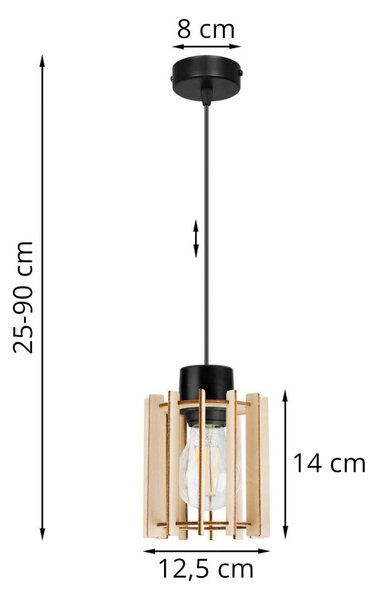 Závěsné svítidlo Timber 7, 1x dřevěné stínítko