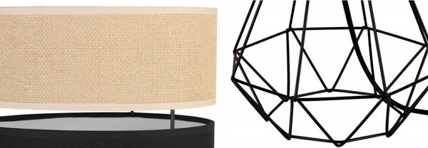 Stolní lampa Juta, 1x jutové/černé textilní stínítko, d
