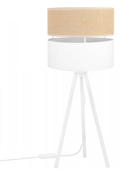Stolní lampa Juta, 1x jutové/bílé textilní stínítko, m, w