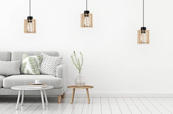 Závěsné svítidlo Timber 7, 1x dřevěné stínítko