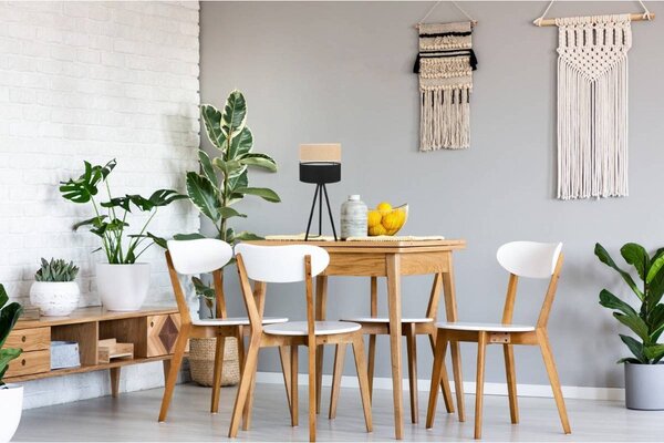 Stolní lampa Juta, 1x jutové/černé textilní stínítko, m