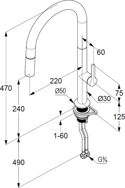 Kludi Aurea kuchyňská baterie stojící černá 558526675