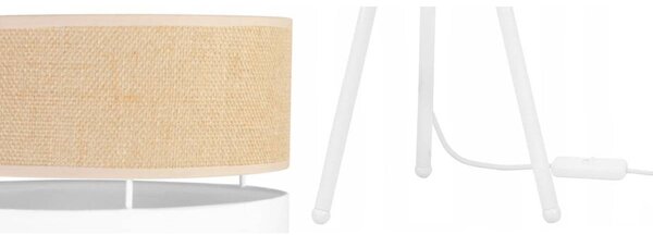 Stolní lampa Juta, 1x jutové/bílé textilní stínítko, m, w