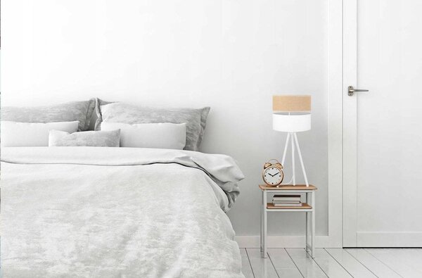 Stolní lampa Juta, 1x jutové/bílé textilní stínítko, m, w
