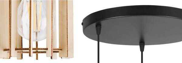 Závěsné svítidlo Timber 7, 3x dřevěné stínítko