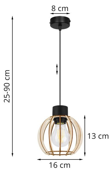 Závěsné svítidlo Timber 8, 1x dřevěné stínítko