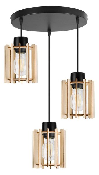 Závěsné svítidlo Timber 7, 3x dřevěné stínítko