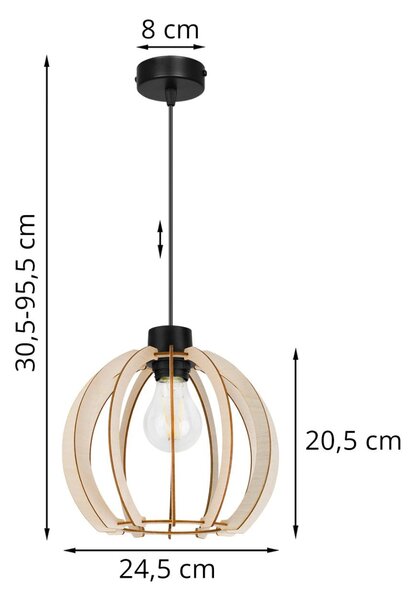 Závěsné svítidlo Timber 9, 1x dřevěné stínítko
