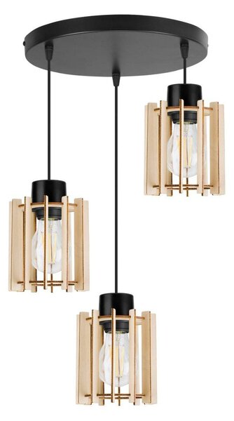 Závěsné svítidlo Timber 7, 3x dřevěné stínítko
