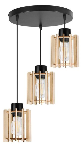 Závěsné svítidlo Timber 7, 3x dřevěné stínítko