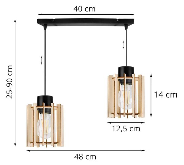 Závěsné svítidlo Timber 7, 2x dřevěné stínítko